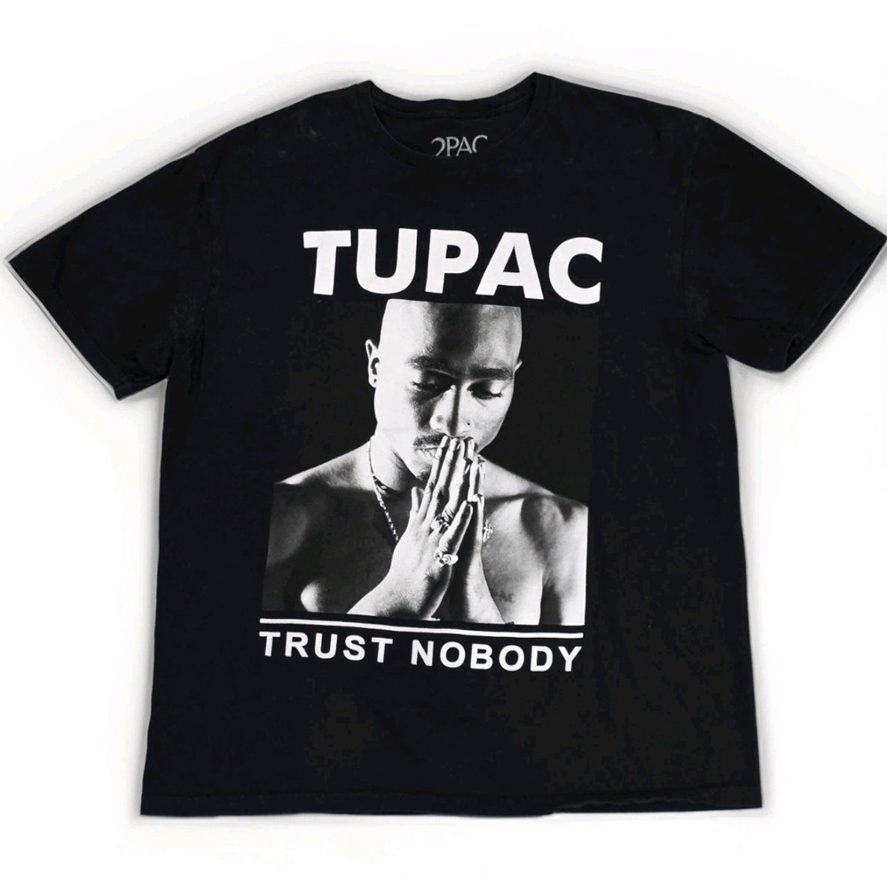2Pac Tupac‎ Shakur Trust Nobody Black Graphic T-Shirt XL Hip Hop Rap Tee